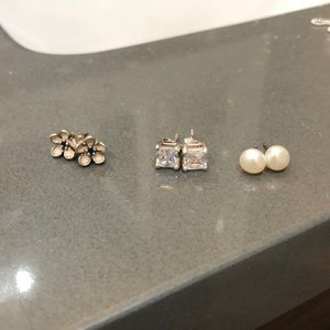 Three pairs sterling earrings lot